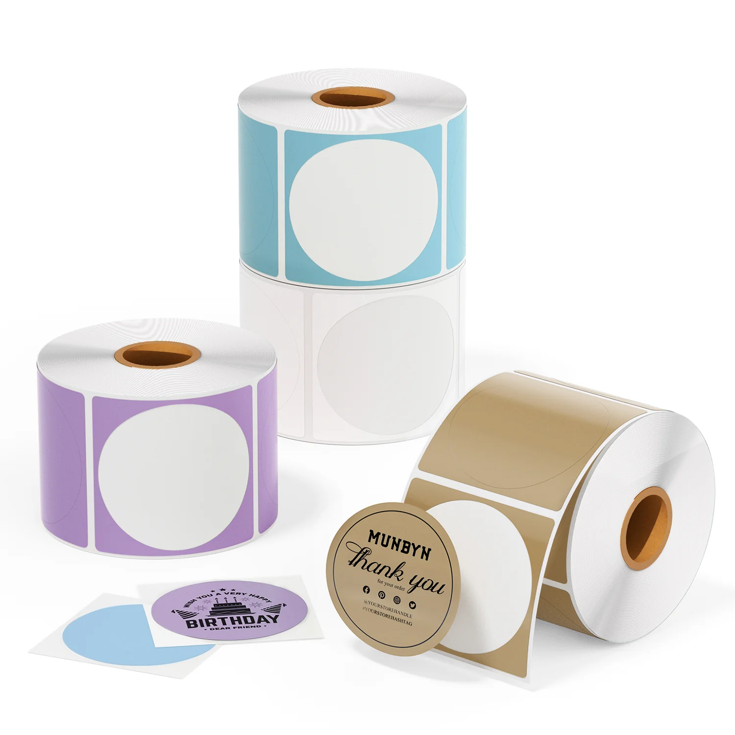 MUNBYN 2" Circle Color Thermal Labels Kit for Product and Logo Stickers - Image 2