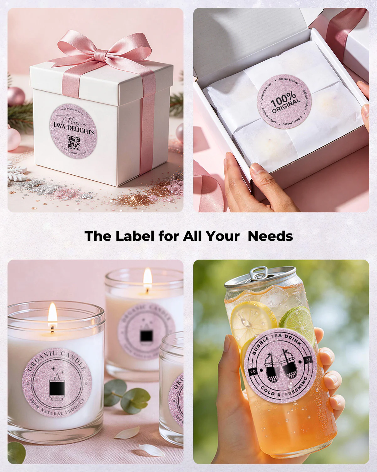 MUNBYN 2" Glitter Thermal Labels for Branding Stickers - Image 14