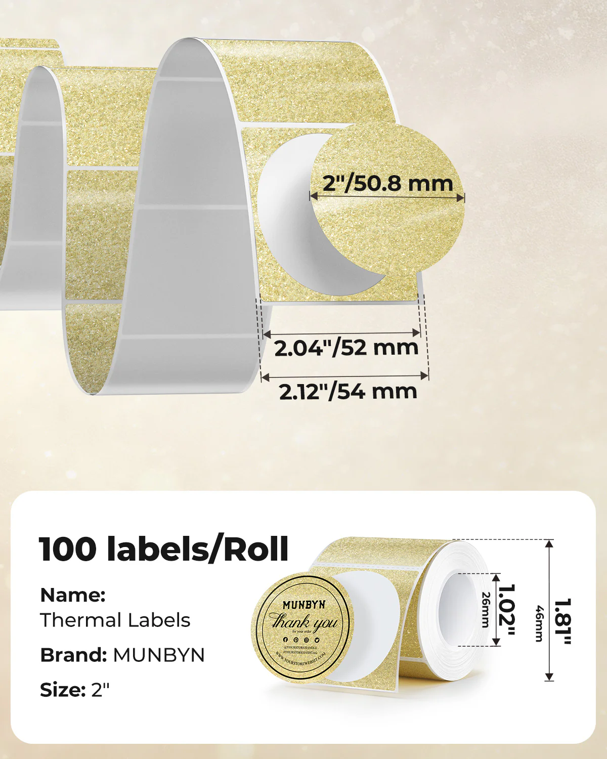 MUNBYN 2" Glitter Thermal Labels for Branding Stickers - Image 20