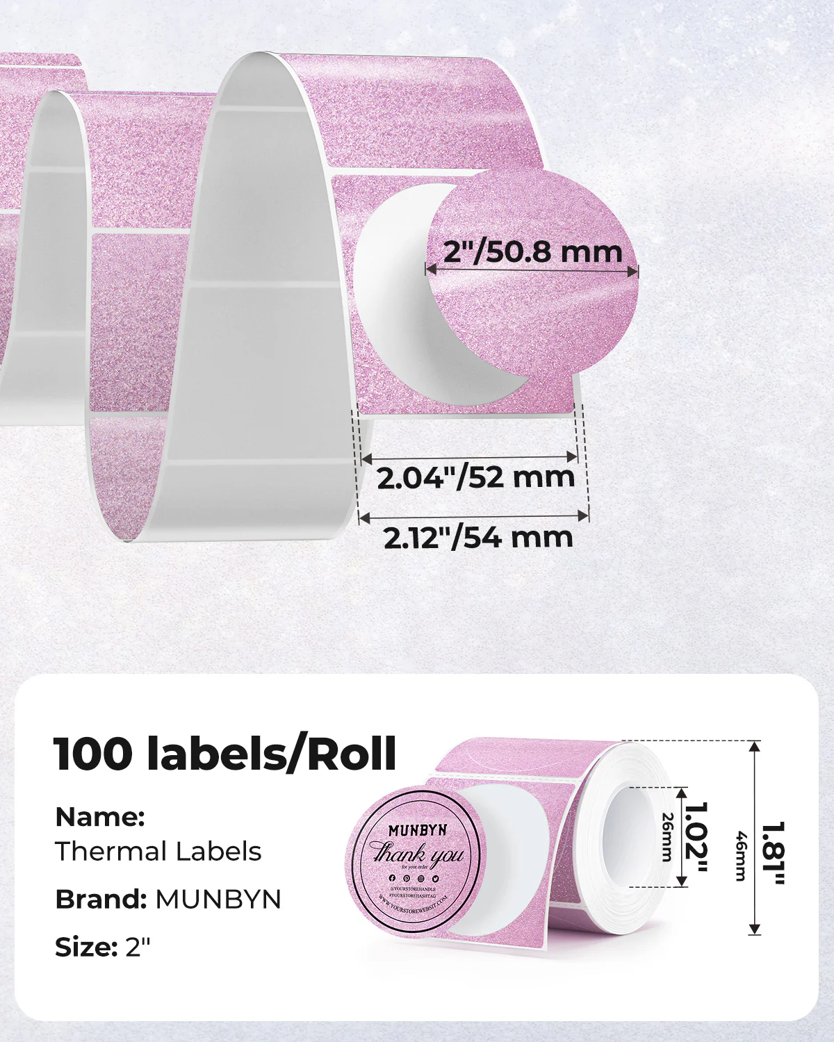 MUNBYN 2" Glitter Thermal Labels for Branding Stickers - Image 25