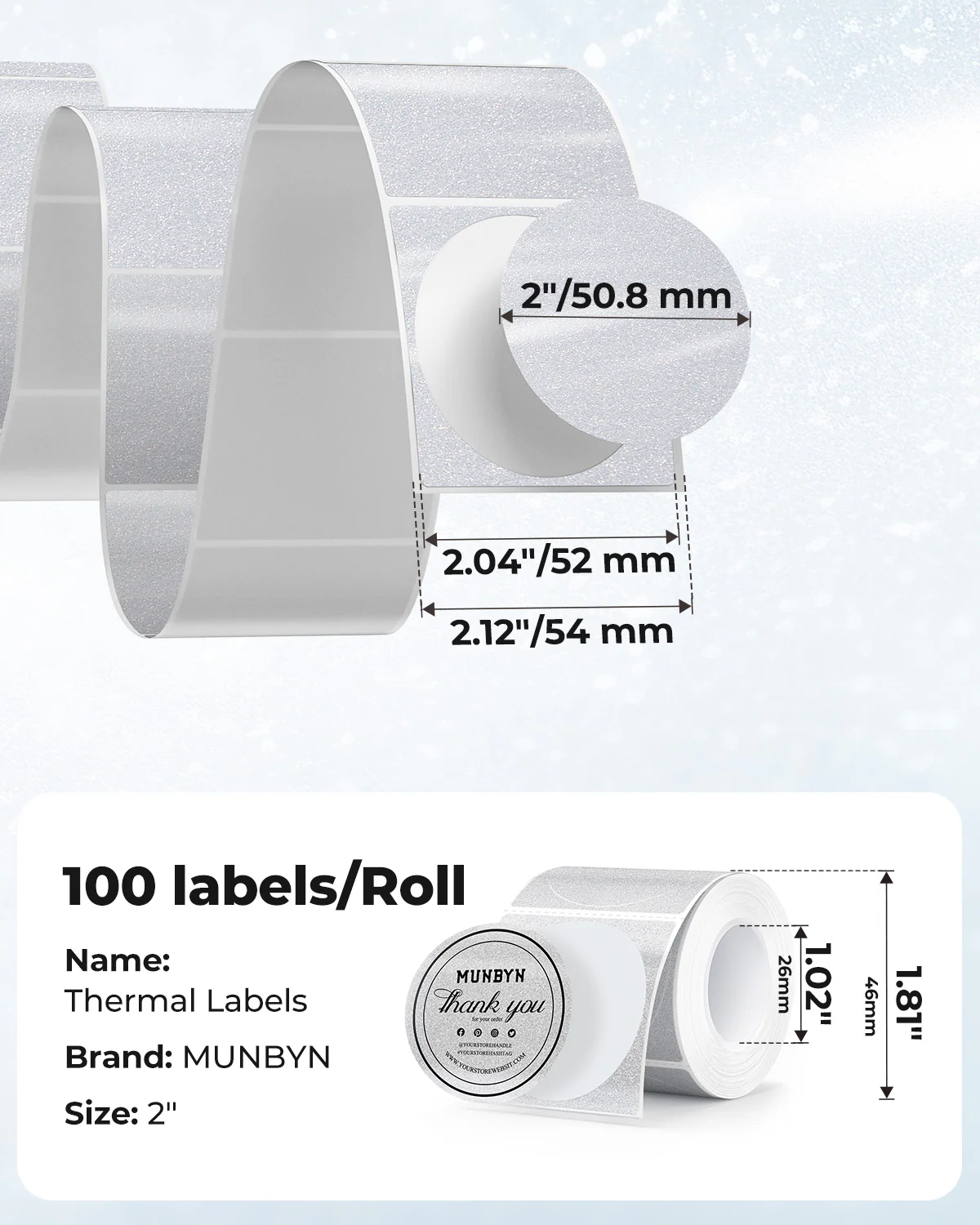 MUNBYN 2" Glitter Thermal Labels for Branding Stickers - Image 8