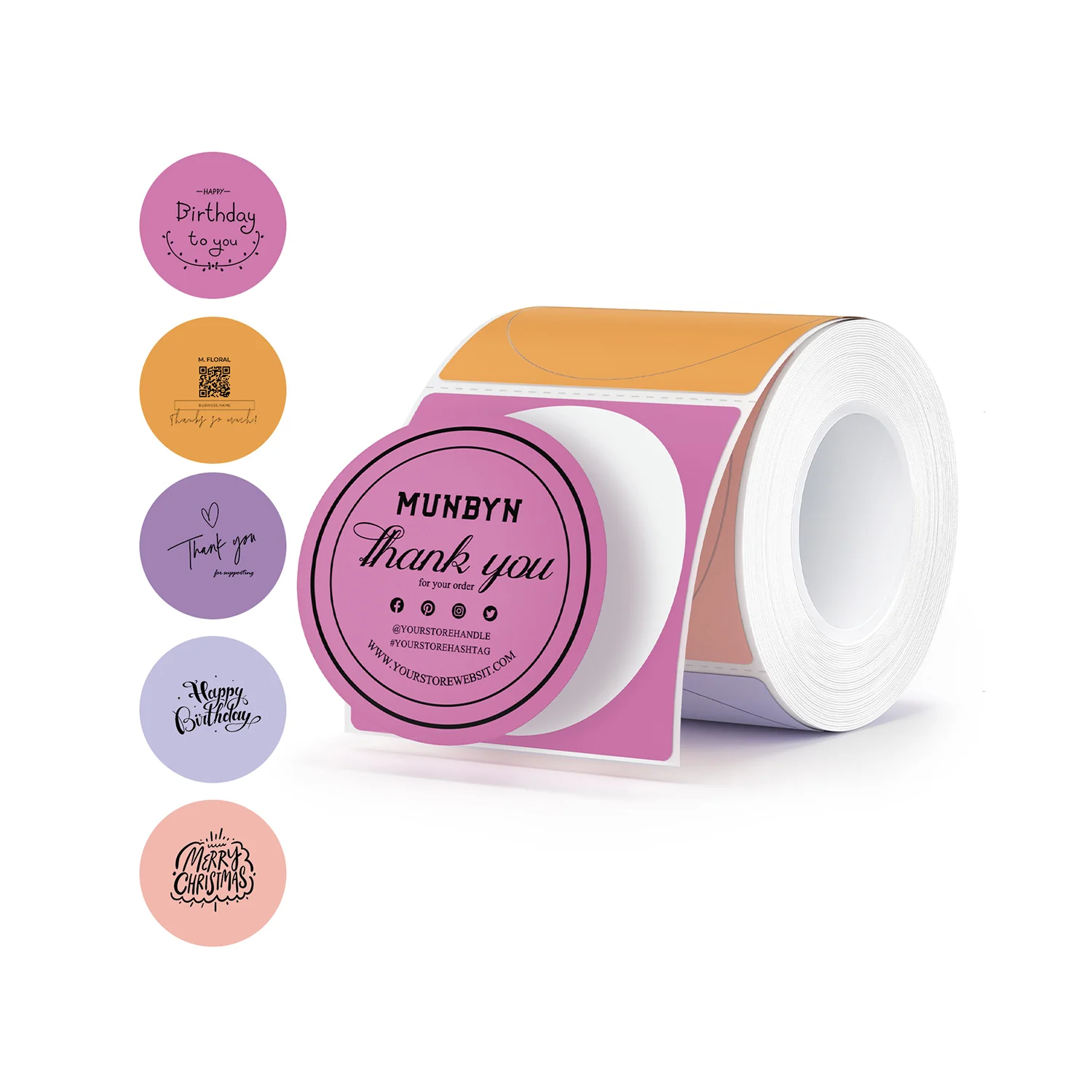 MUNBYN 2" Macaron Round Thermal Labels for Product and Packaging Stickers - Image 3
