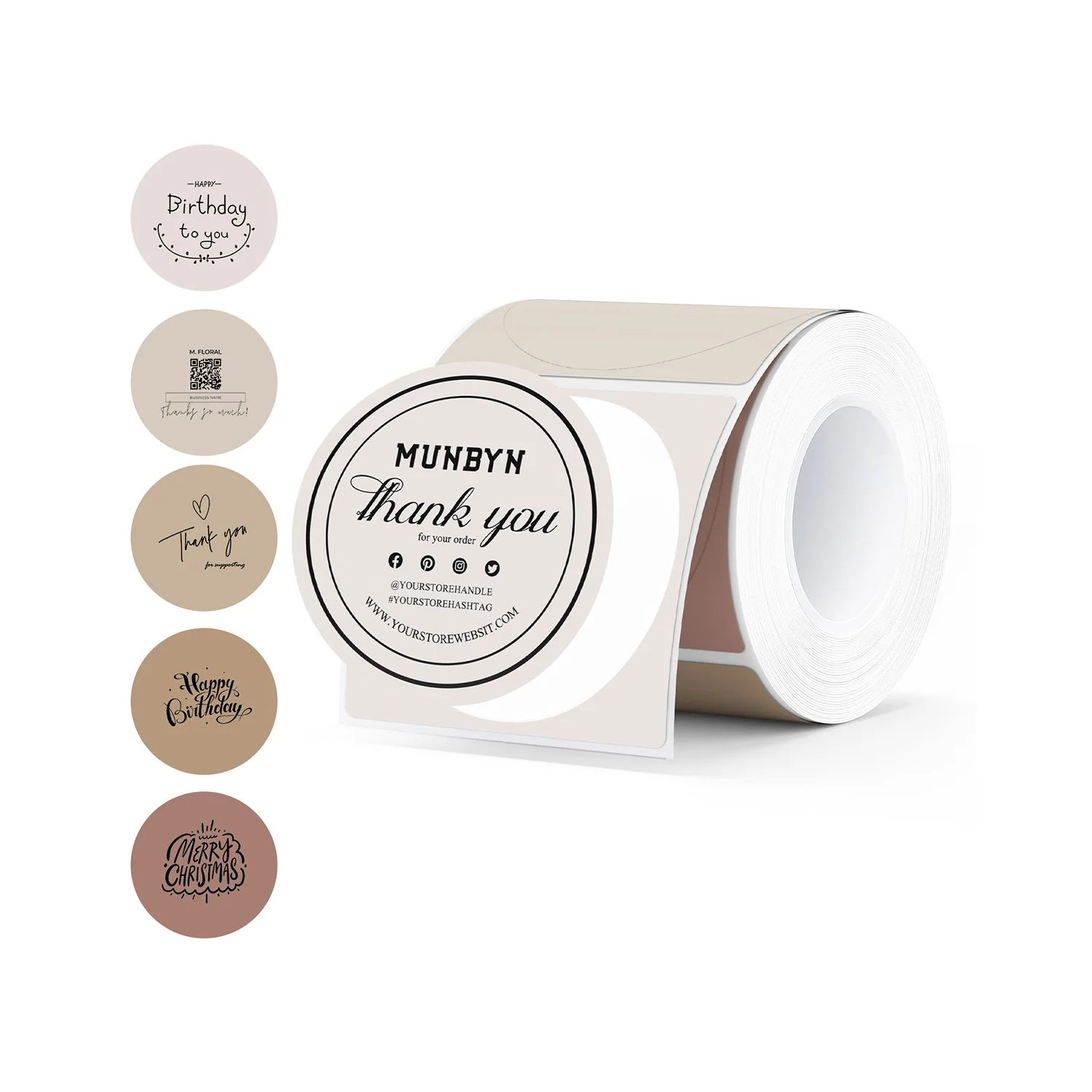 MUNBYN 2" Morandi Round Thermal Labels for Product and Packaging Stickers - Image 3