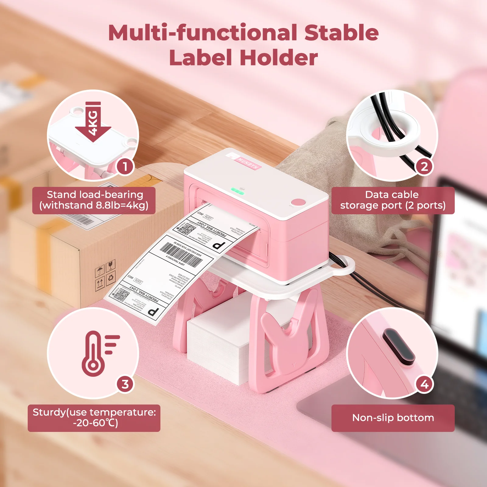 MUNBYN ILH02 3-in-1 Label Holder for Printer and Roll Storage - Image 44