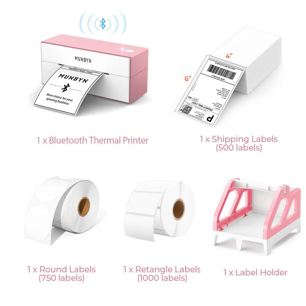 MUNBYN RW129B Bluetooth Thermal Label Printer Kit for Starter Small Business Labelling - Image 4