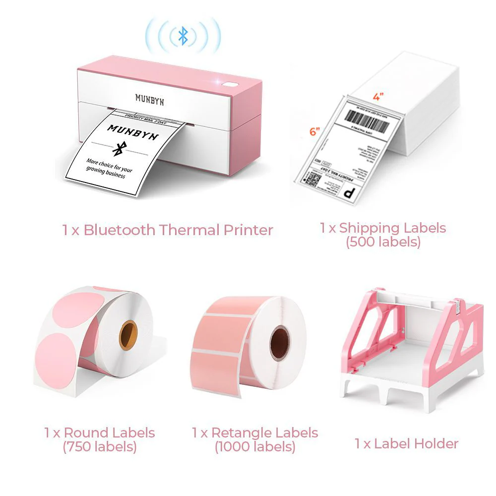 MUNBYN RW129B Bluetooth Thermal Label Printer Kit for Starter Small Business Labelling - Image 5
