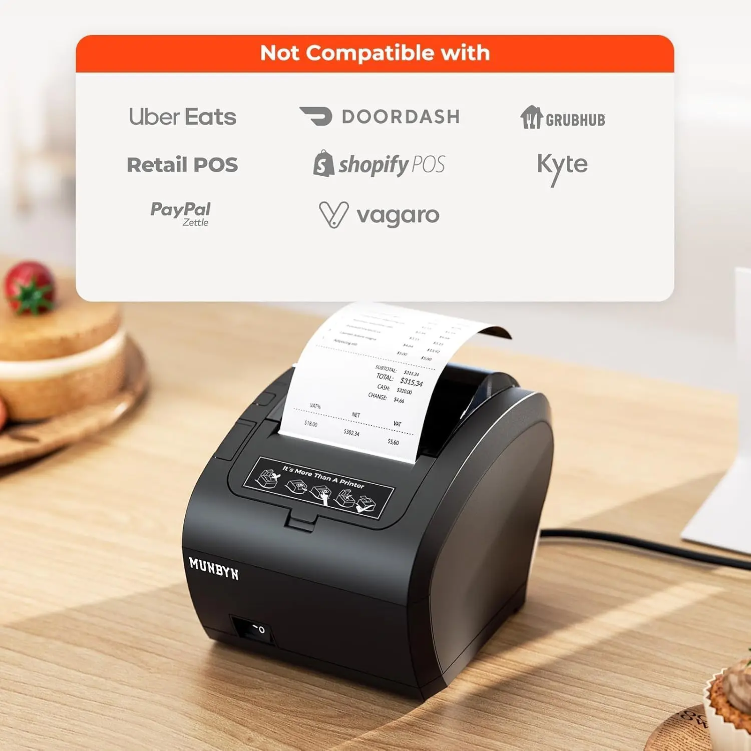 MUNBYN 047P Thermal Receipt Printer for Retail POS Receipts - Image 4
