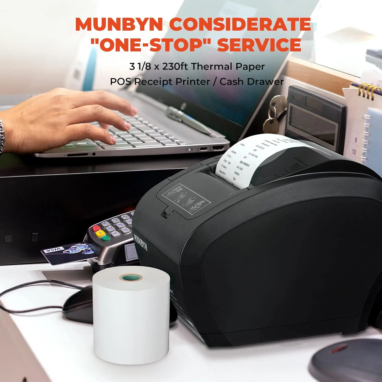 MUNBYN 047P Thermal Receipt Printer for Retail POS Receipts - Image 5