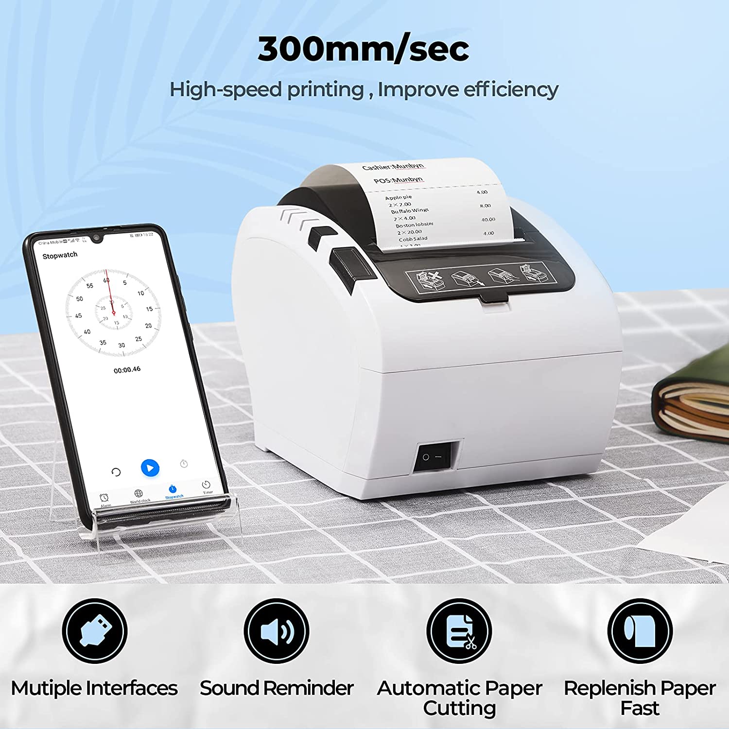 MUNBYN 047P Thermal Receipt Printer for Retail POS Receipts - Image 7