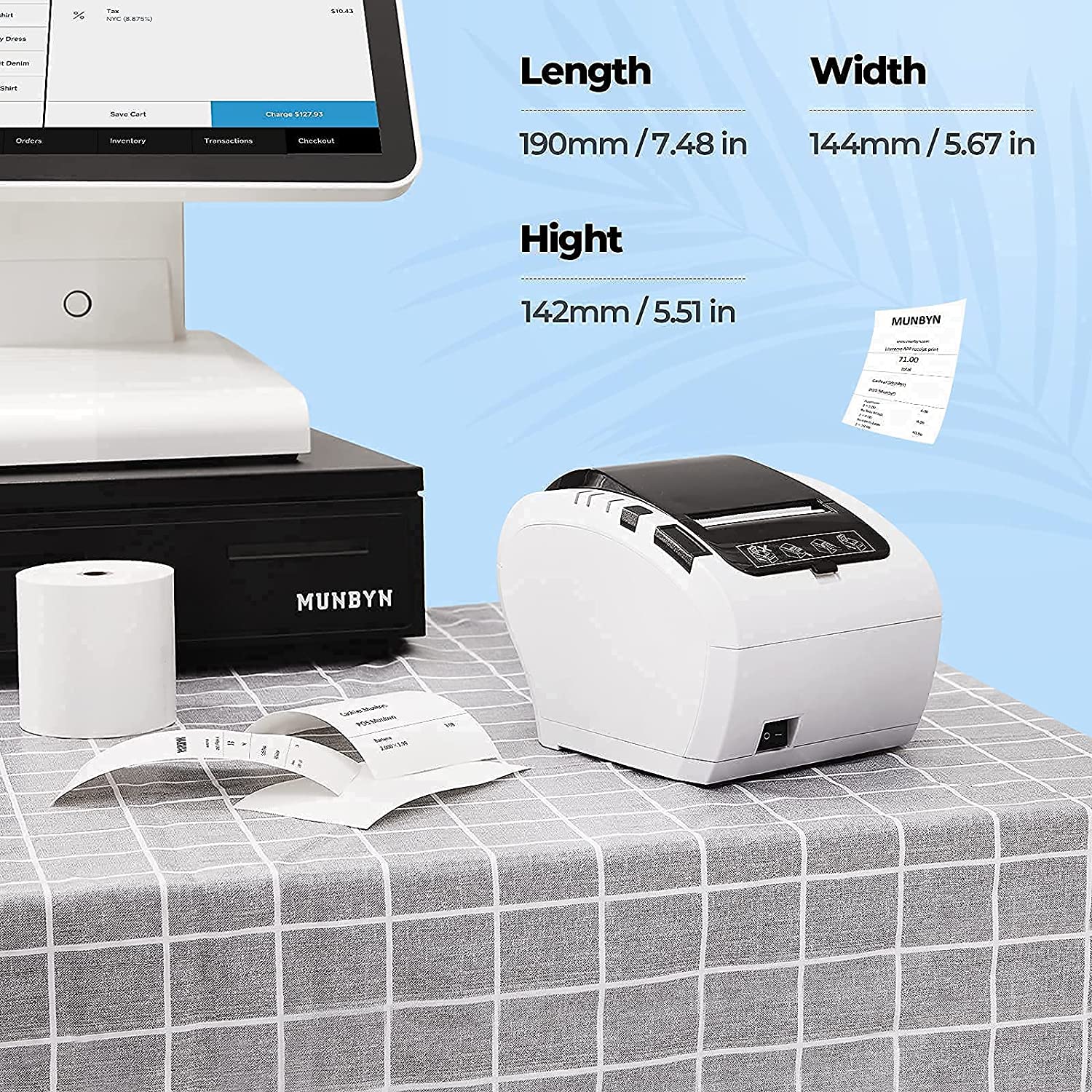 MUNBYN 047P Thermal Receipt Printer for Retail POS Receipts - Image 8