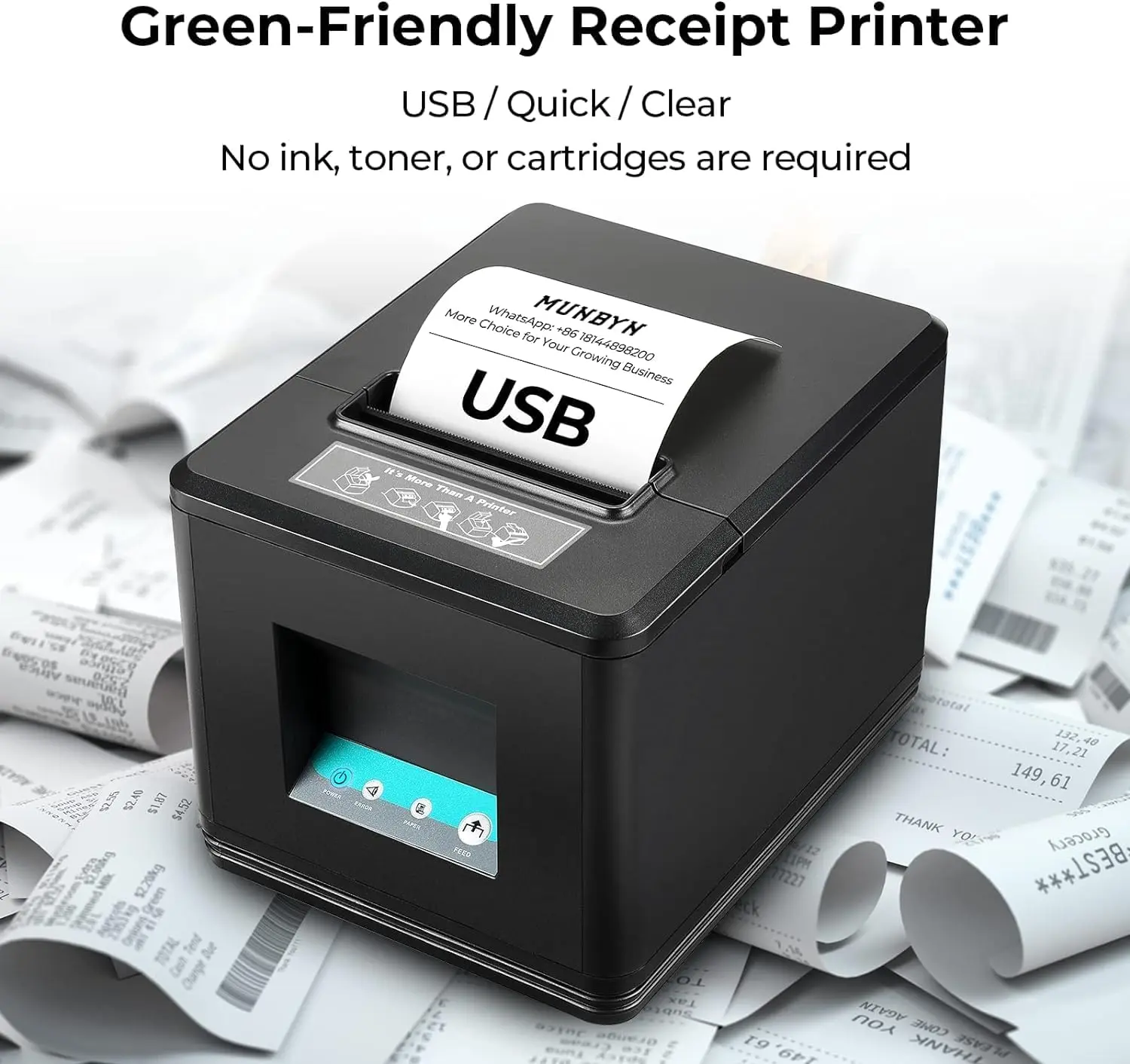 MUNBYN 098P Thermal Receipt Printer for Retail POS Receipts - Image 4