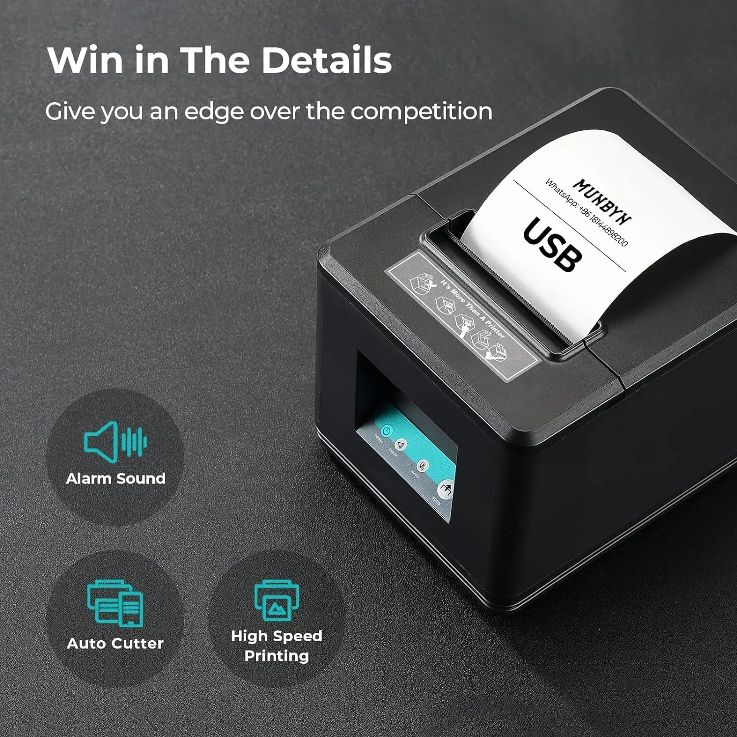 MUNBYN 098P Thermal Receipt Printer for Retail POS Receipts - Image 5