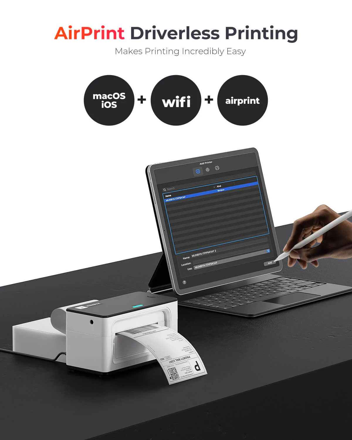 MUNBYN RW941AP AirPrint Thermal Label Printer for All-in-One Labelling - Image 11