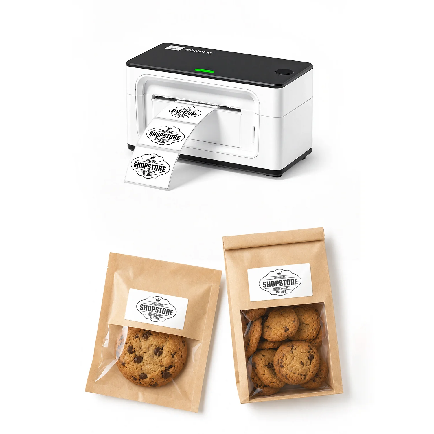 MUNBYN RealWriter 941BP 300DPI Bluetooth Printer & Rectangle Labels Bakery HD Packaging Kit
