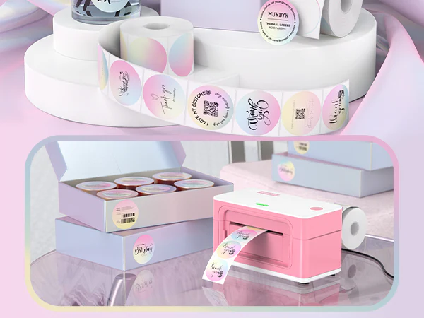 MUNBYN 941BP 300DPI Bluetooth Printer & Colour Gradient Labels Beauty Product Branding Kit - Image 11