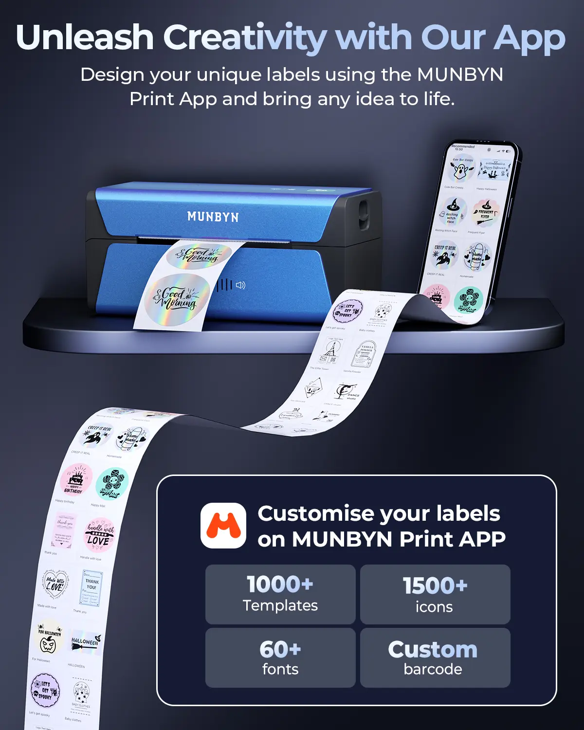 MUNBYN RealWriter RW401AP 300DPI AirPrint Wireless Printer & Circle Labels Pet Product Info Kit - Image 6