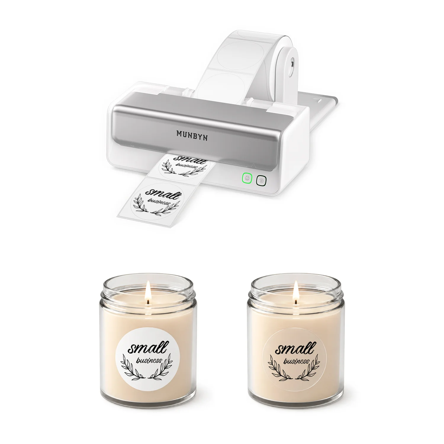 MUNBYN RealWriter 405B Bluetooth Printer & Circle Labels Candle Product Pro Kit