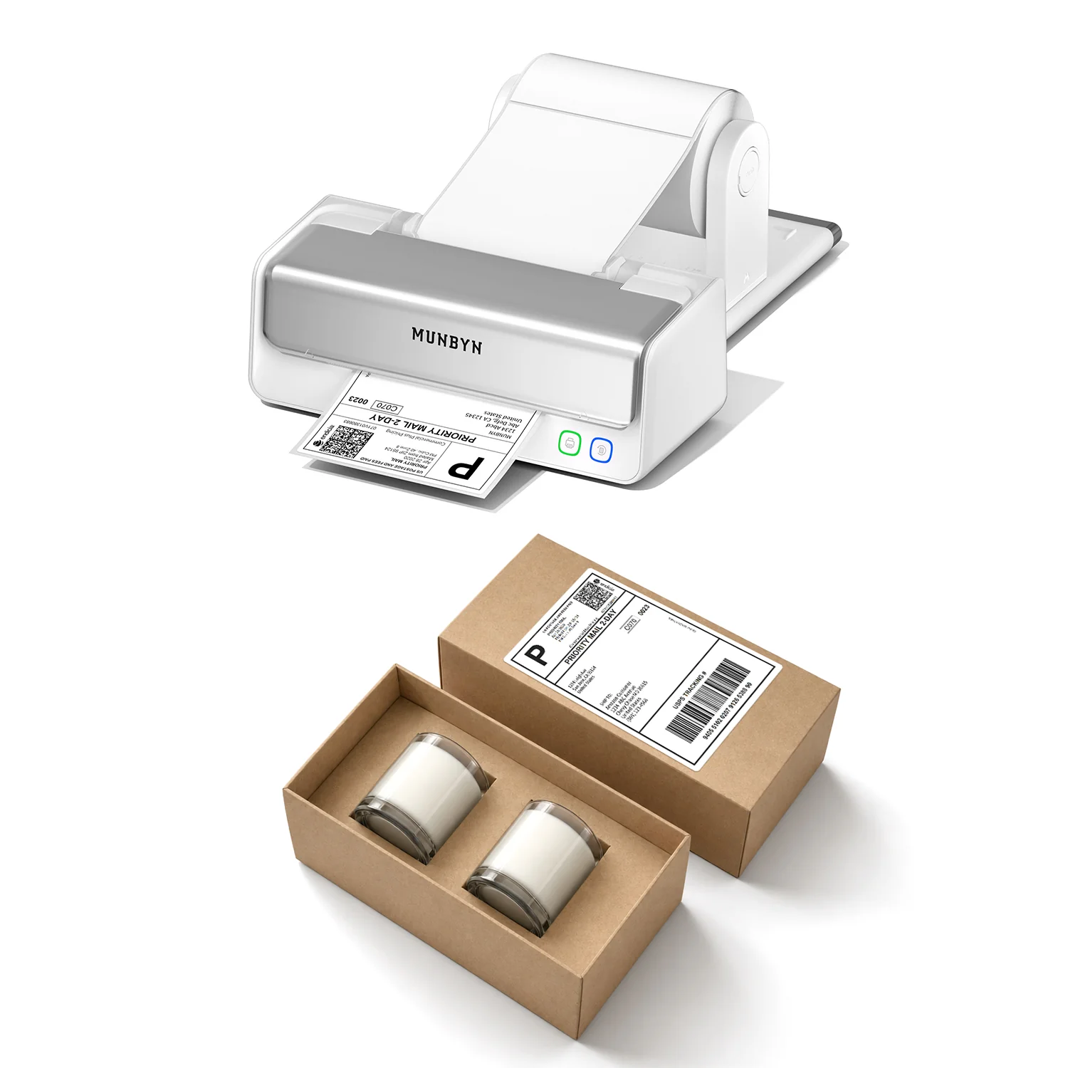 MUNBYN RealWriter 405B Bluetooth Printer & 4x6 Fanfold Labels Candle Shipping Pro Kit