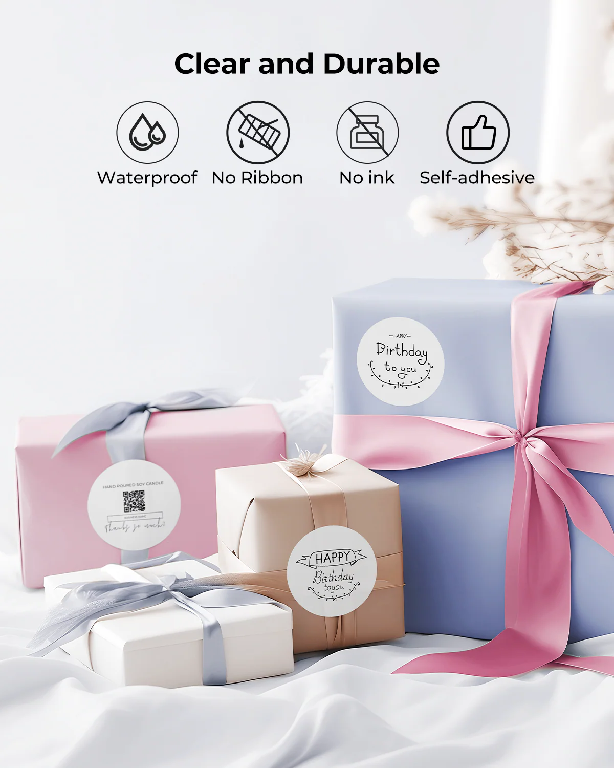 MUNBYN RealWriter 402B Bluetooth Printer & Circle Labels Clothing Packaging Branding Kit - Image 11
