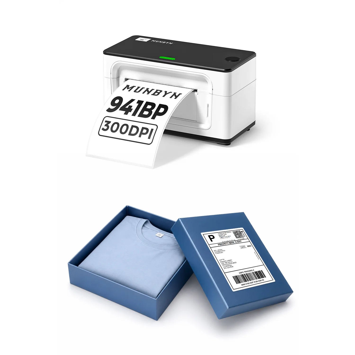 MUNBYN RealWriter 941BP 300DPI Bluetooth Printer & 4x6 Labels Clothing Shipping Pro Kit