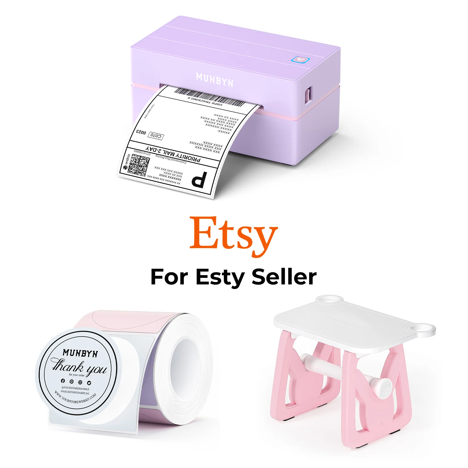 MUNBYN RealWriter 130B Wireless Printer & Morandi Labels Etsy Packaging & Branding Classic Kit - Image 2
