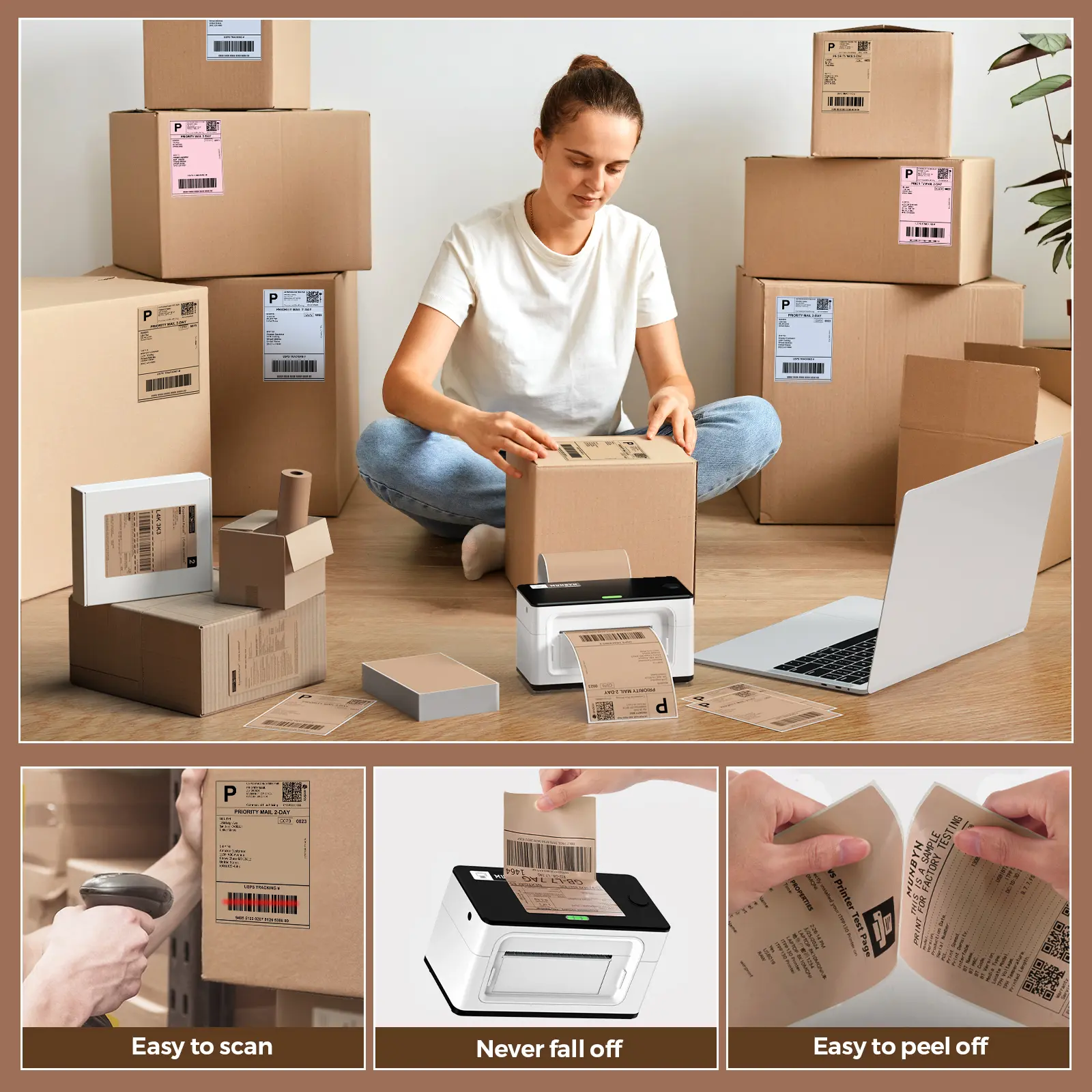 MUNBYN 4x6 Brown Fan-Fold Direct Thermal Shipping Labels - Image 4
