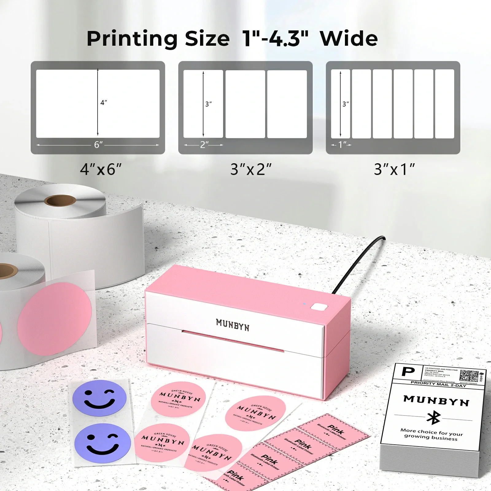MUNBYN RW129B Bluetooth Thermal Label Printer for Light Shipping - Image 5