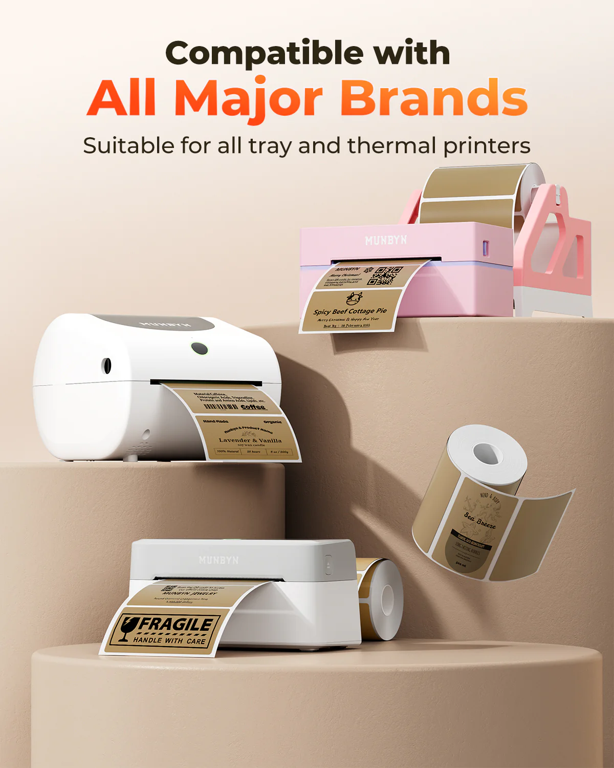MUNBYN 130B Bluetooth Printer & 4x2 Rectangle Labels Handmade Product Branding Kit - Image 14