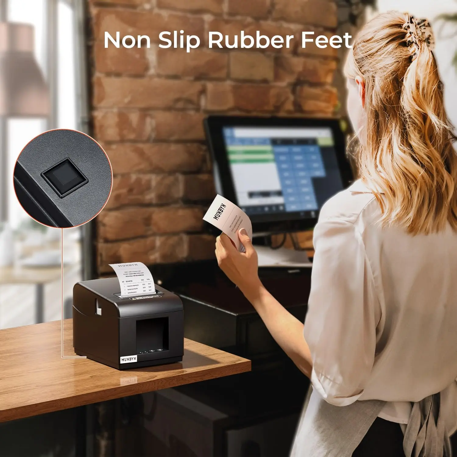 MUNBYN P072 Thermal Receipt Printer for Retail POS Receipts - Image 3
