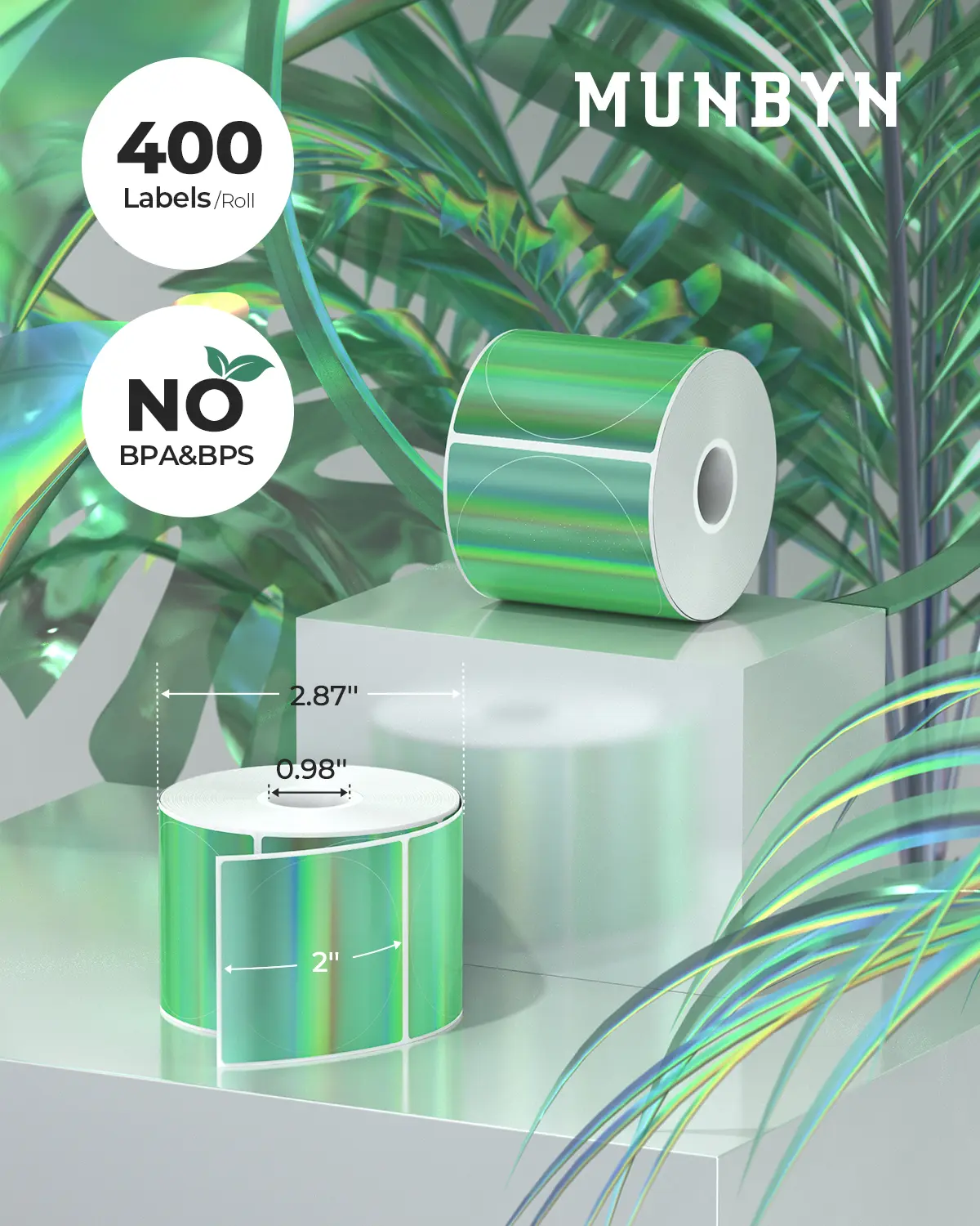 MUNBYN 2" Holographic Thermal Sticker Labels for Product Packaging - Image 10