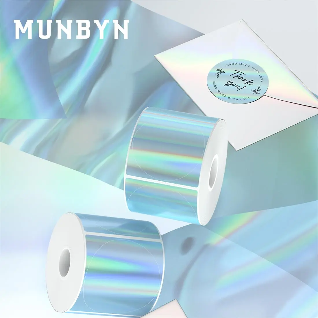 MUNBYN 2" Holographic Thermal Sticker Labels for Product Packaging - Image 4
