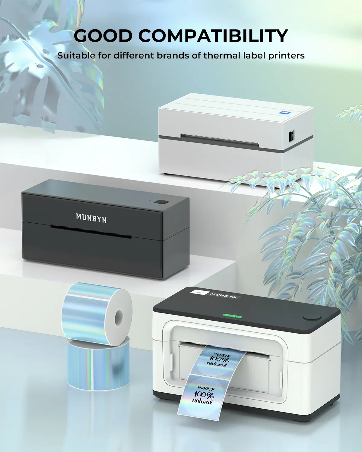 MUNBYN 2" Holographic Thermal Sticker Labels for Product Packaging - Image 6