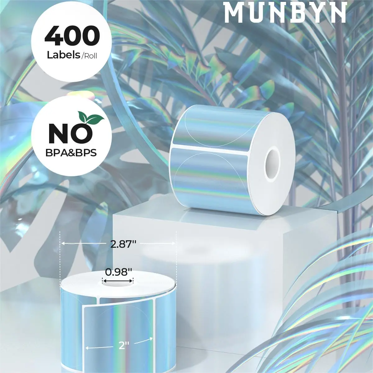 MUNBYN 2" Holographic Thermal Sticker Labels for Product Packaging - Image 7