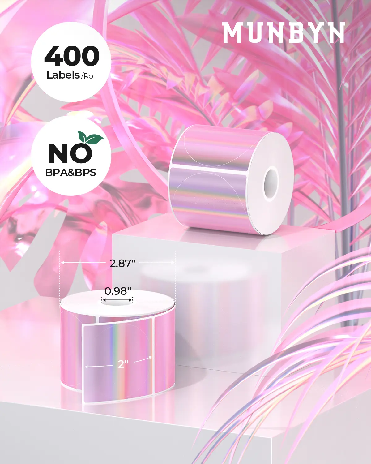 MUNBYN 2" Holographic Thermal Sticker Labels for Product Packaging - Image 9