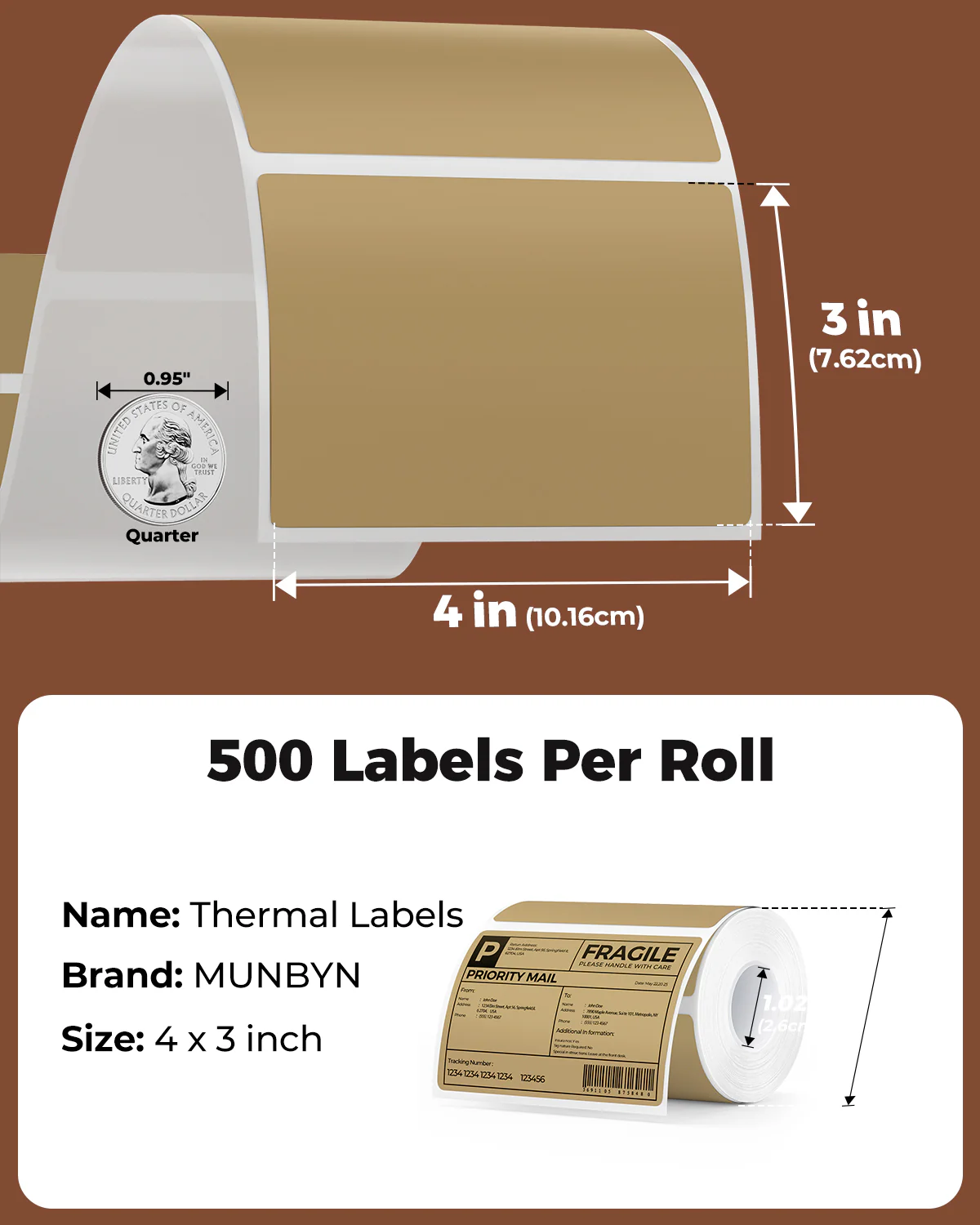 MUNBYN 4" x 2" & 4" x 3"Rectangle Thermal Labels for Barcode, Address and Multi-Purpose Use - Image 12