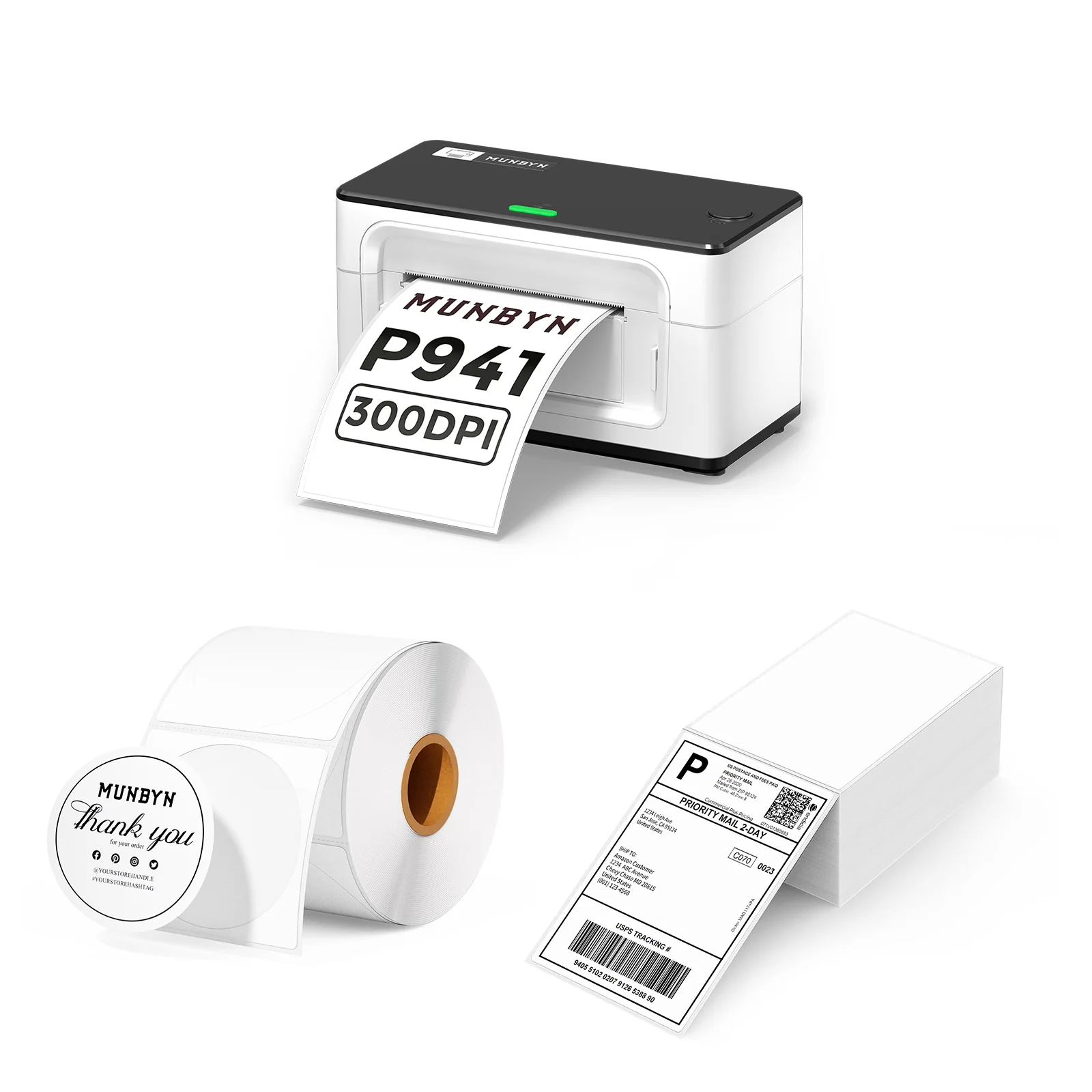 MUNBYN RW941BP 300DPI Bluetooth Thermal Label Printer Kit for Premium Small Business Labelling - Image 3