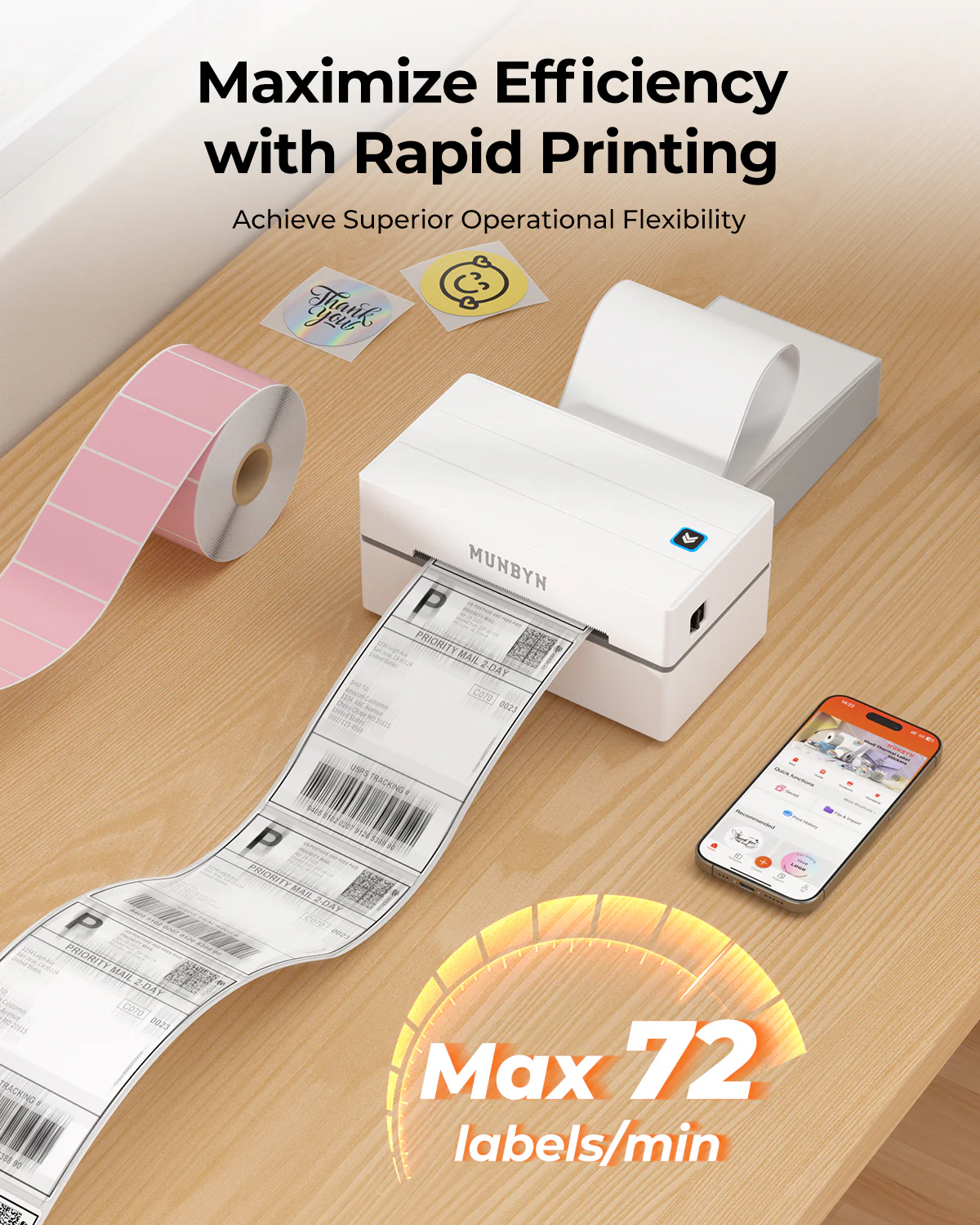 MUNBYN RW130B Bluetooth Thermal Label Printer Kit for Starter Small Business Labelling - Image 21