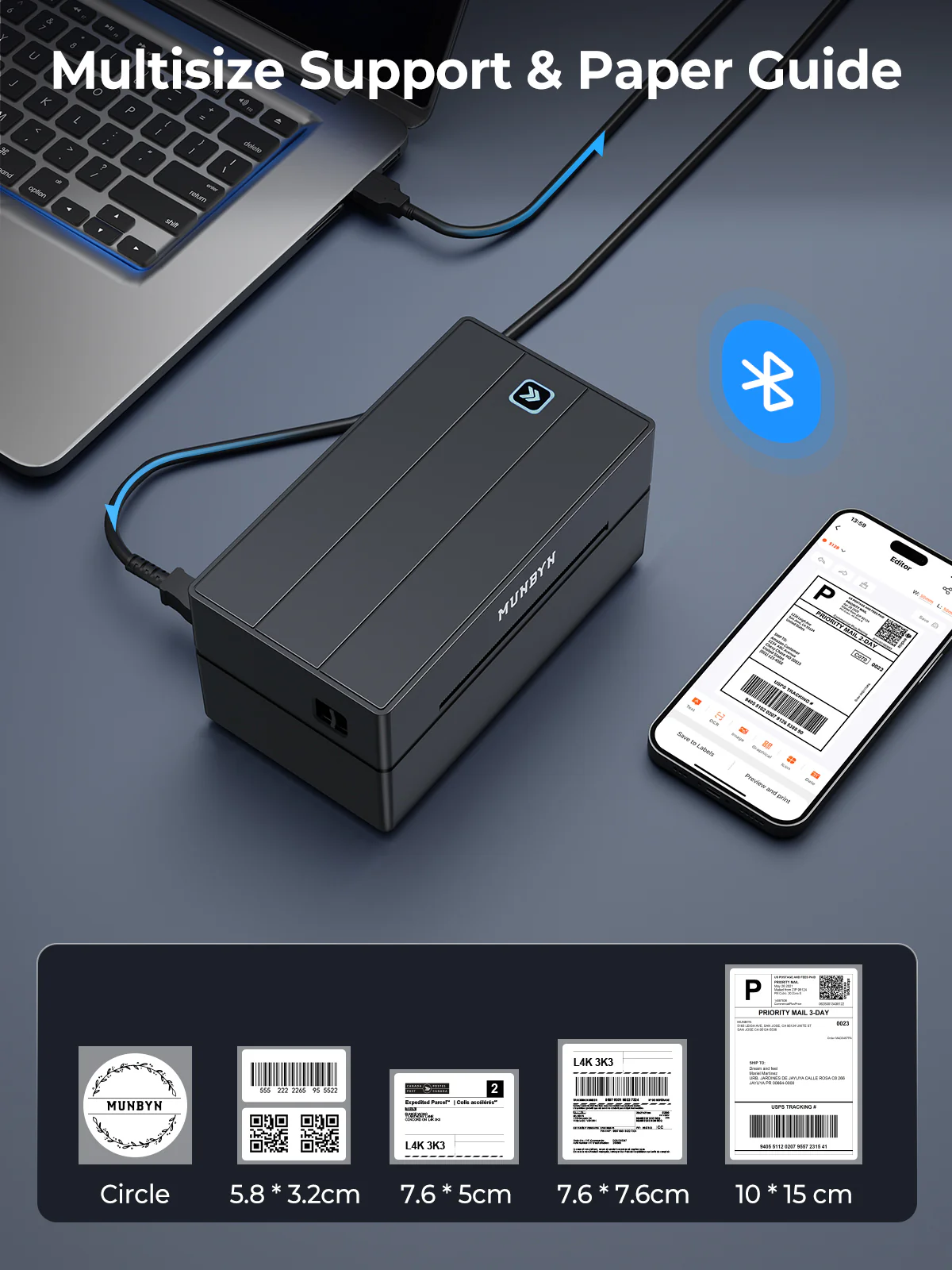 MUNBYN RW130B Bluetooth Thermal Label Printer Kit for Starter Small Business Labelling - Image 32