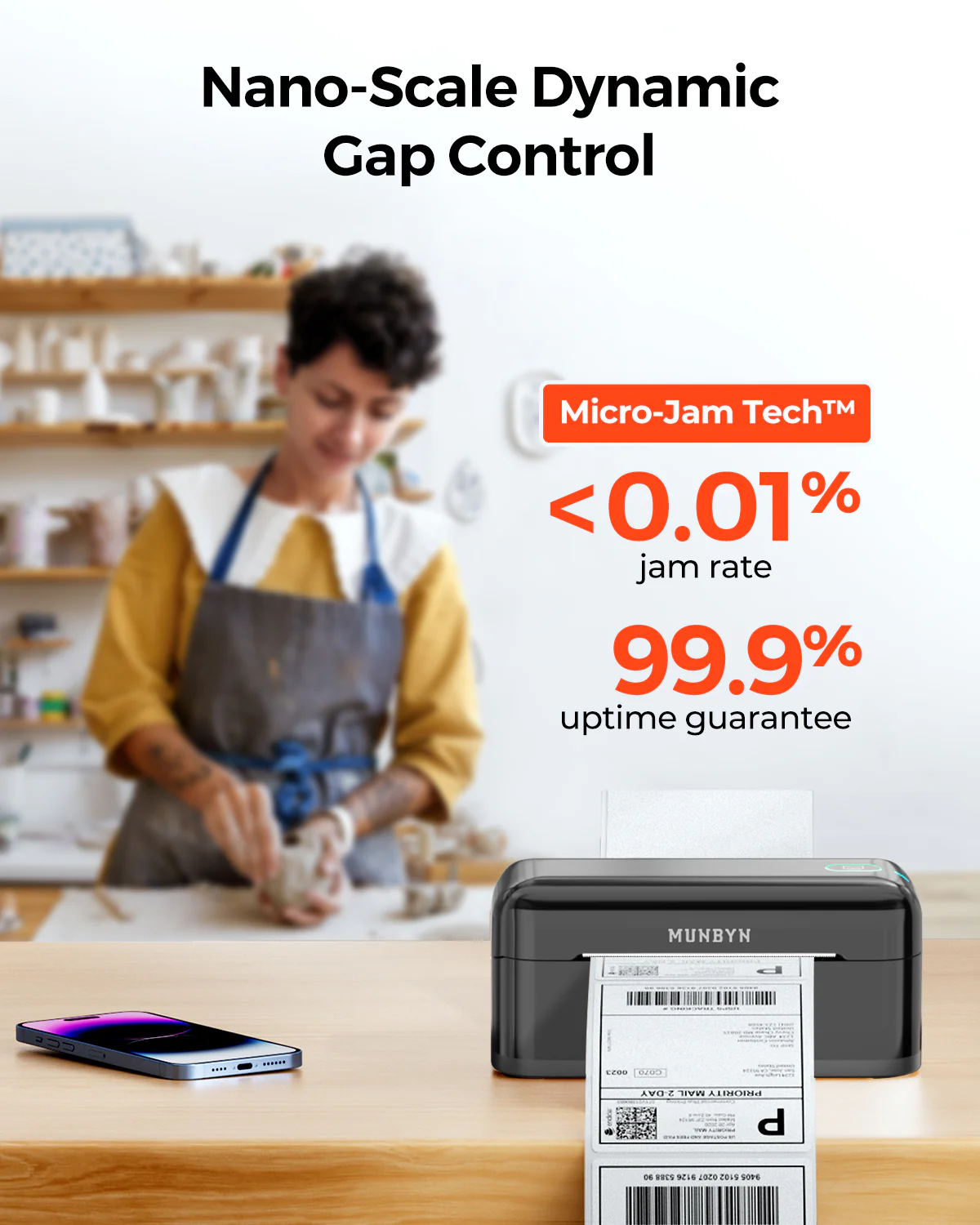 MUNBYN RW402B Bluetooth Thermal Label Printer for Daily Shipping Labels - Image 4