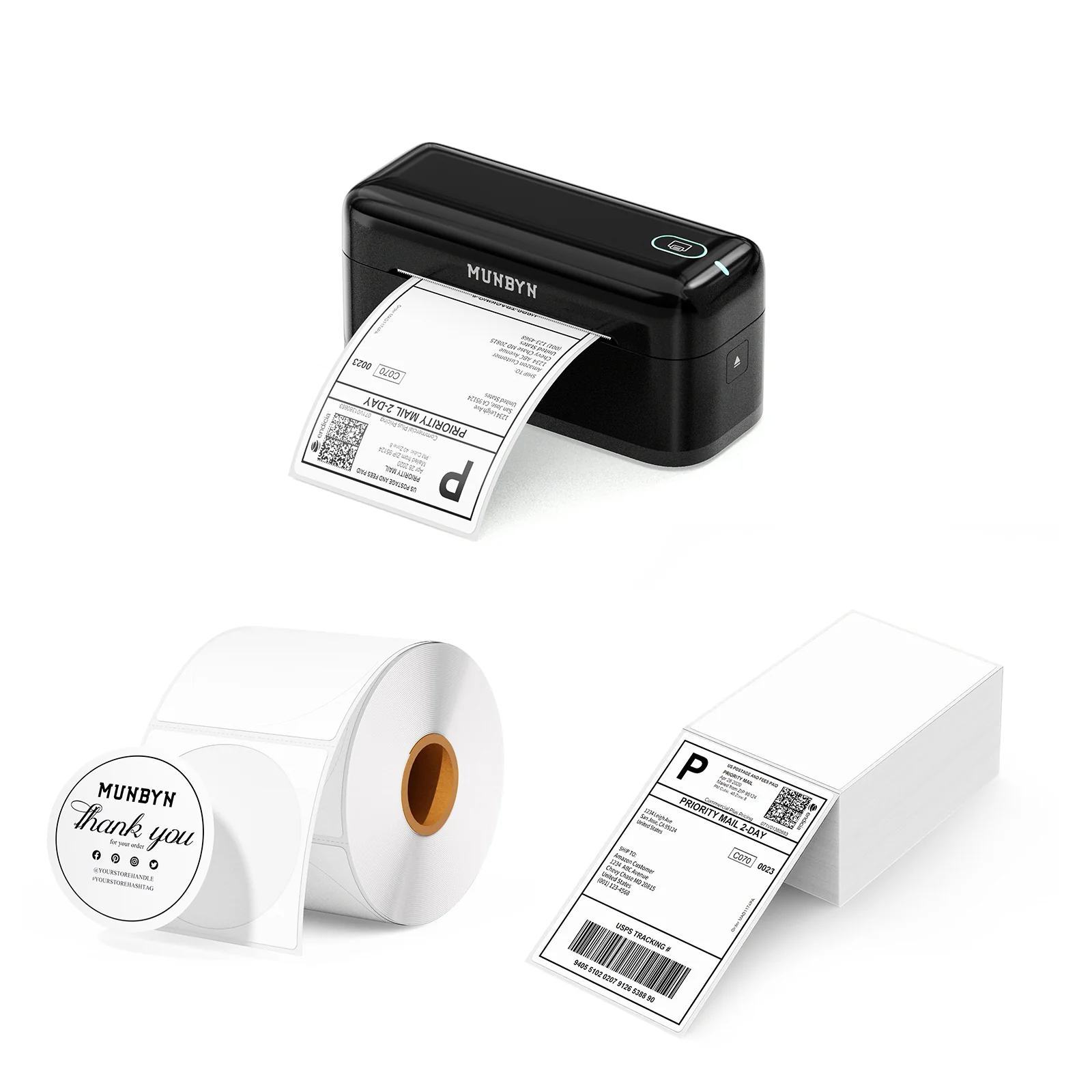 MUNBYN RW402B Bluetooth Thermal Label Printer Kit for Small Business Labelling