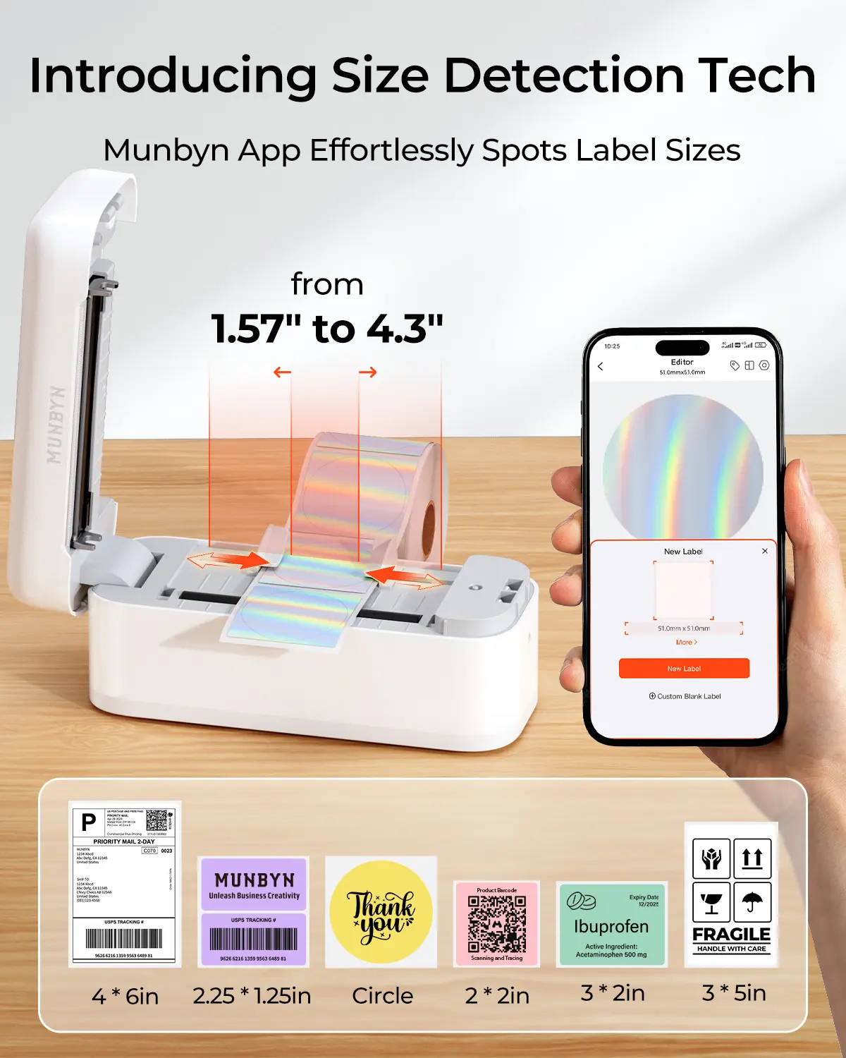 MUNBYN RW402B Bluetooth Thermal Label Printer Kit for Small Business Labelling - Image 12