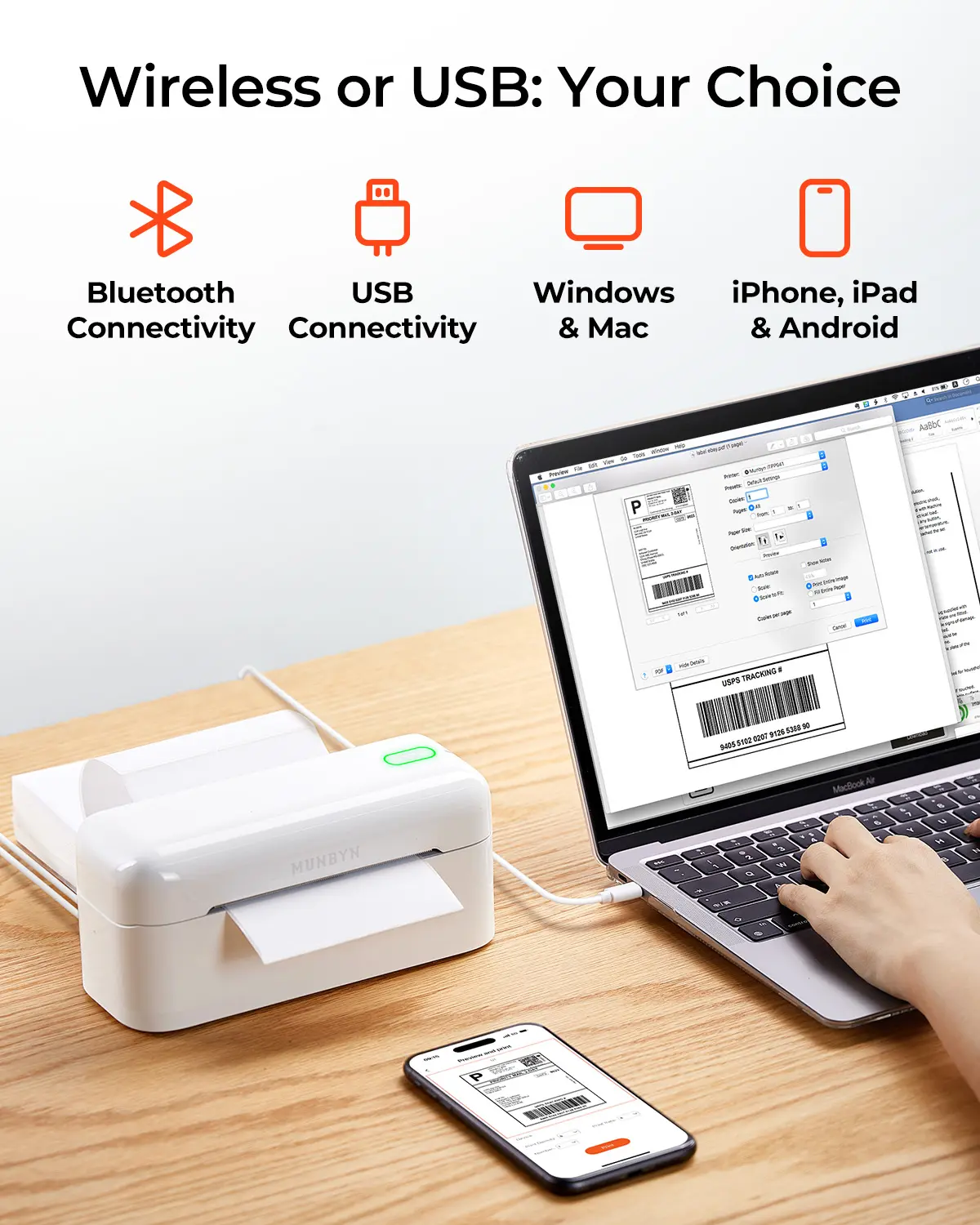MUNBYN RW402B Bluetooth Thermal Label Printer Kit for Small Business Labelling - Image 19