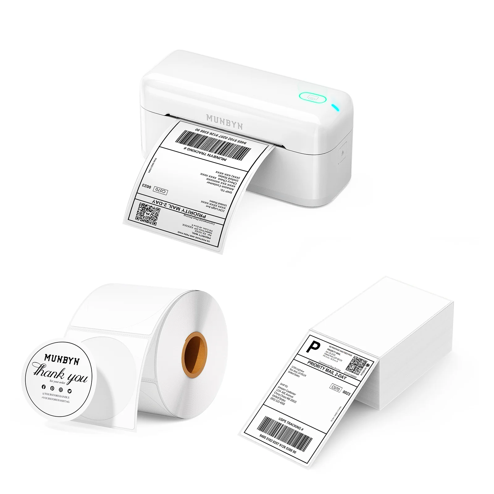 MUNBYN RW402B Bluetooth Thermal Label Printer Kit for Small Business Labelling - Image 2