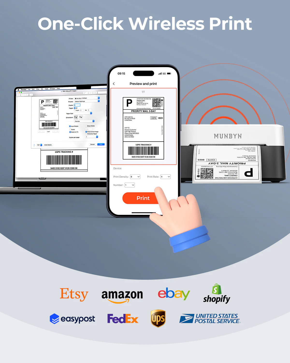 MUNBYN RW403B Bluetooth Thermal Label Printer for Shipping and Product Labelling - Image 24