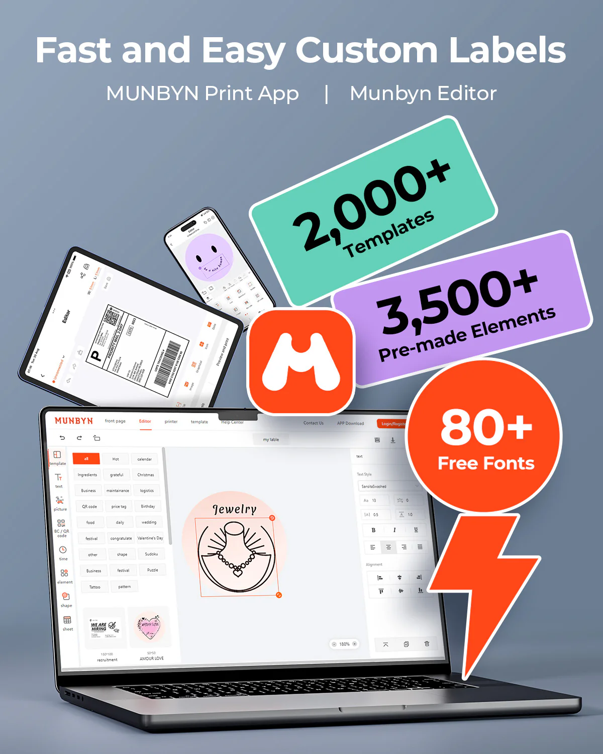 MUNBYN RW403B Bluetooth Thermal Label Printer for Shipping and Product Labelling - Image 26