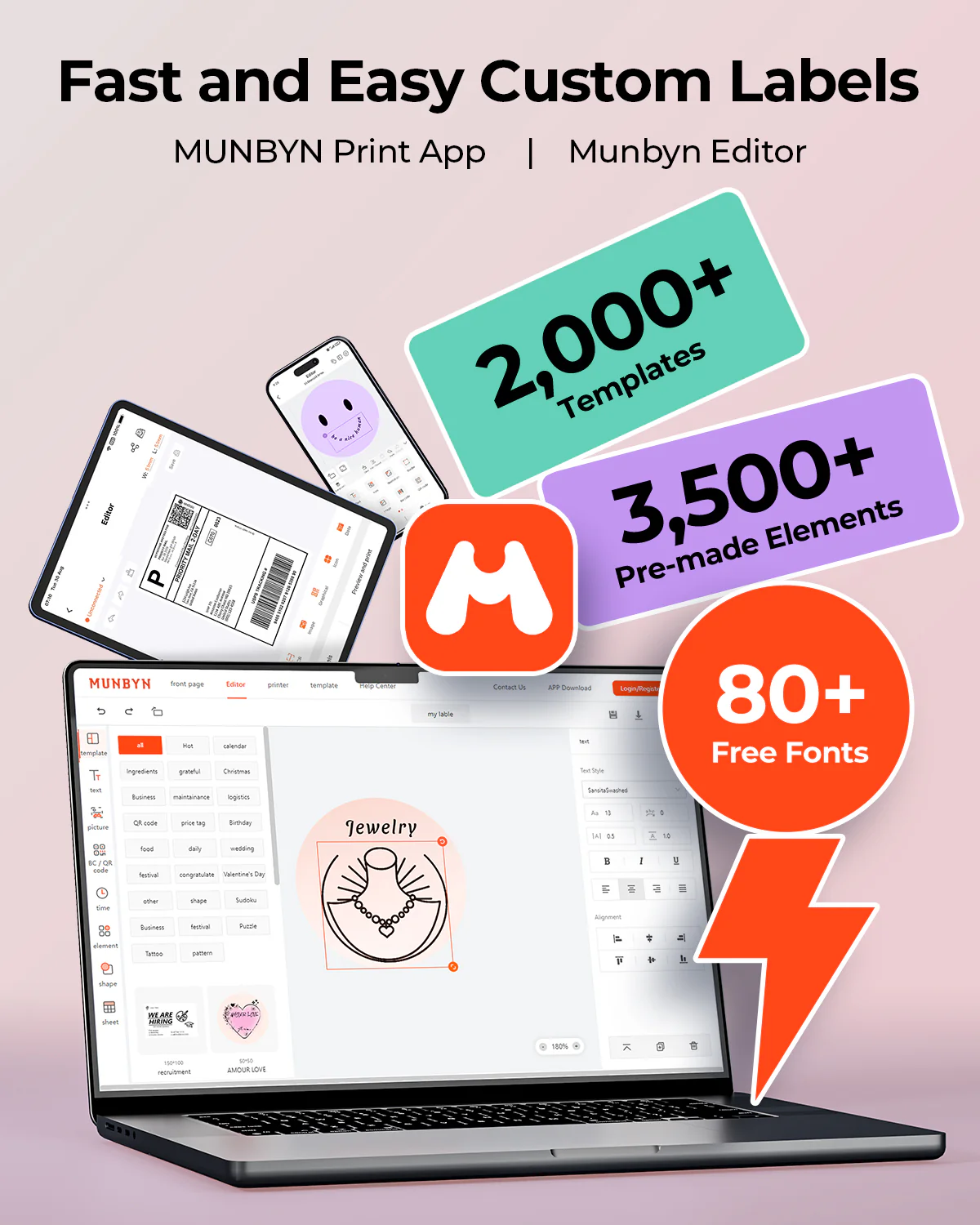 MUNBYN RW403B Bluetooth Thermal Label Printer Kit for Small Business Labelling - Image 39