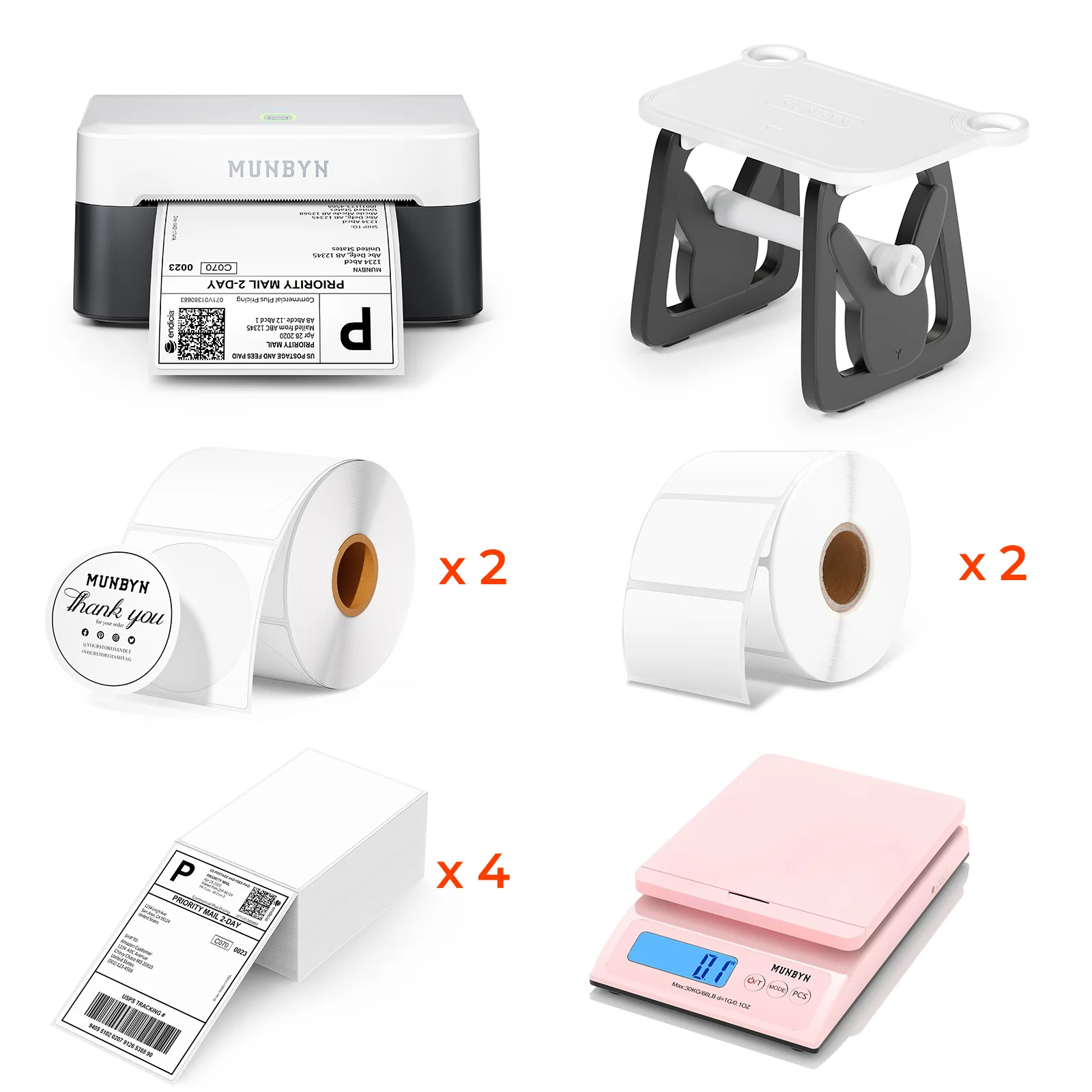 MUNBYN RW403B Bluetooth Thermal Label Printer Kit for Small Business Labelling