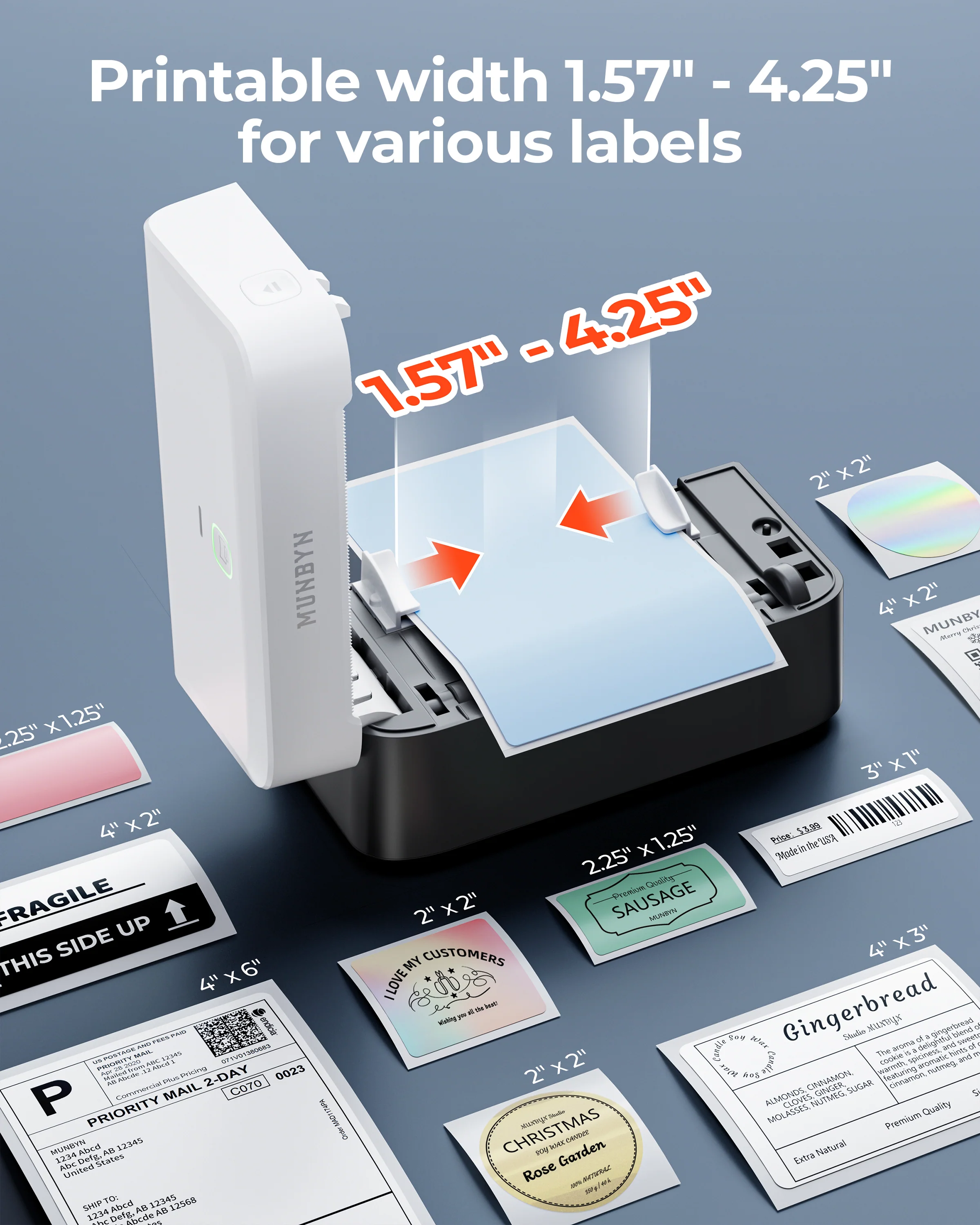 MUNBYN RW403B Bluetooth Thermal Label Printer Kit for Small Business Labelling - Image 13