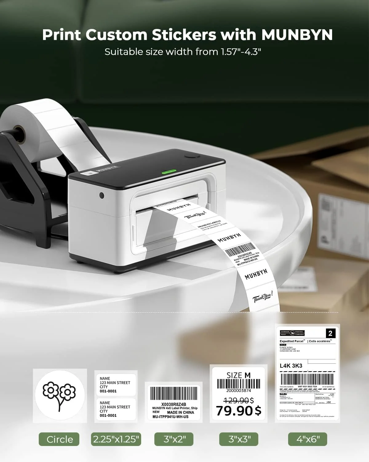 MUNBYN RW941B Bluetooth Thermal Label Printer Kit for Small Business Labelling - Image 10