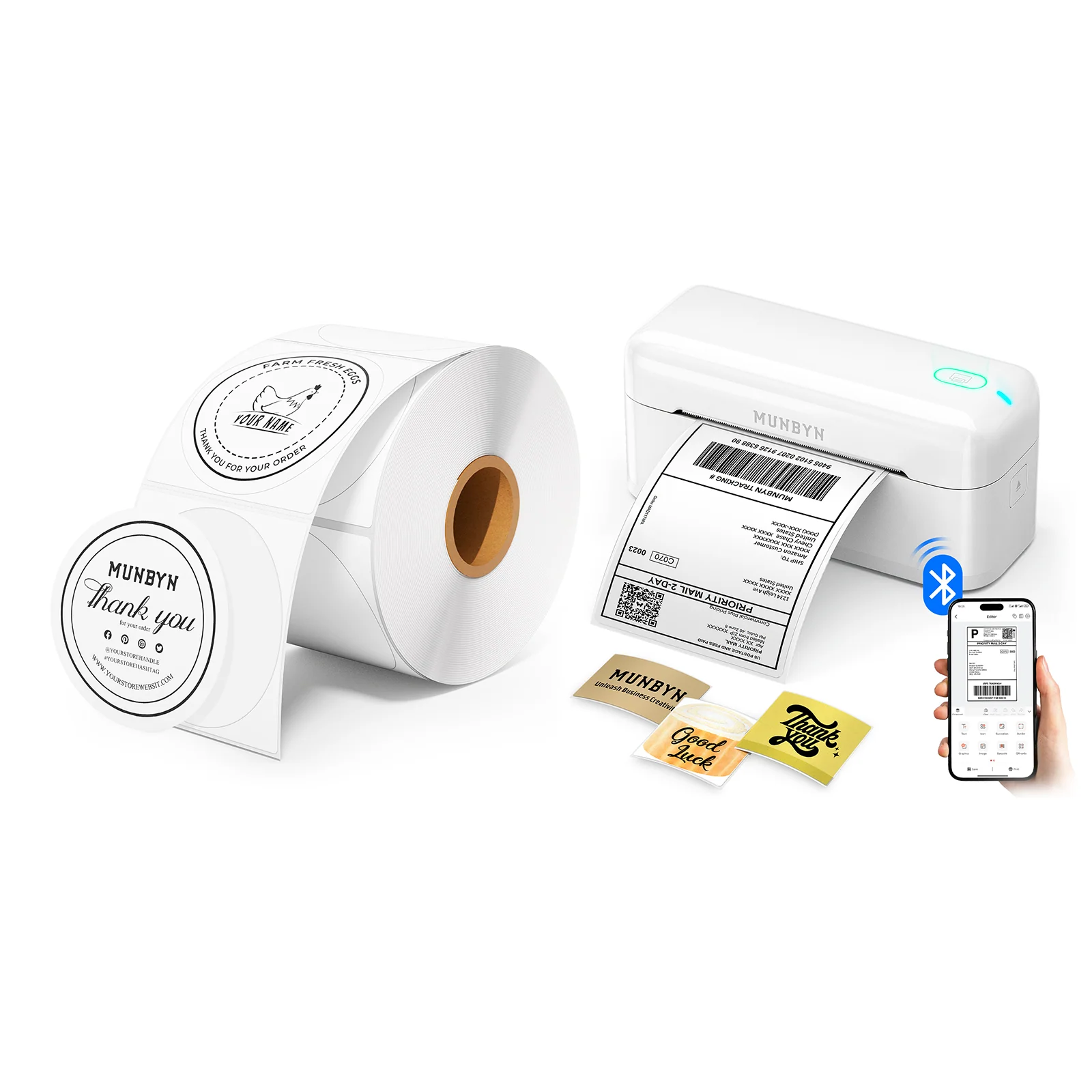 MUNBYN RW402B Bluetooth Thermal Label Printer for Daily Shipping Labels - Image 4